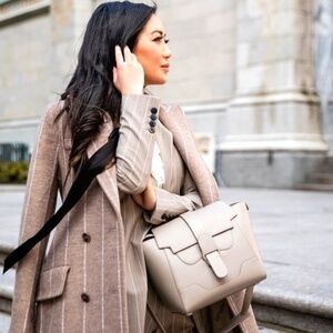 Senreve Mini Maestra Sand Pebbled Leather Shoulder bag NEW